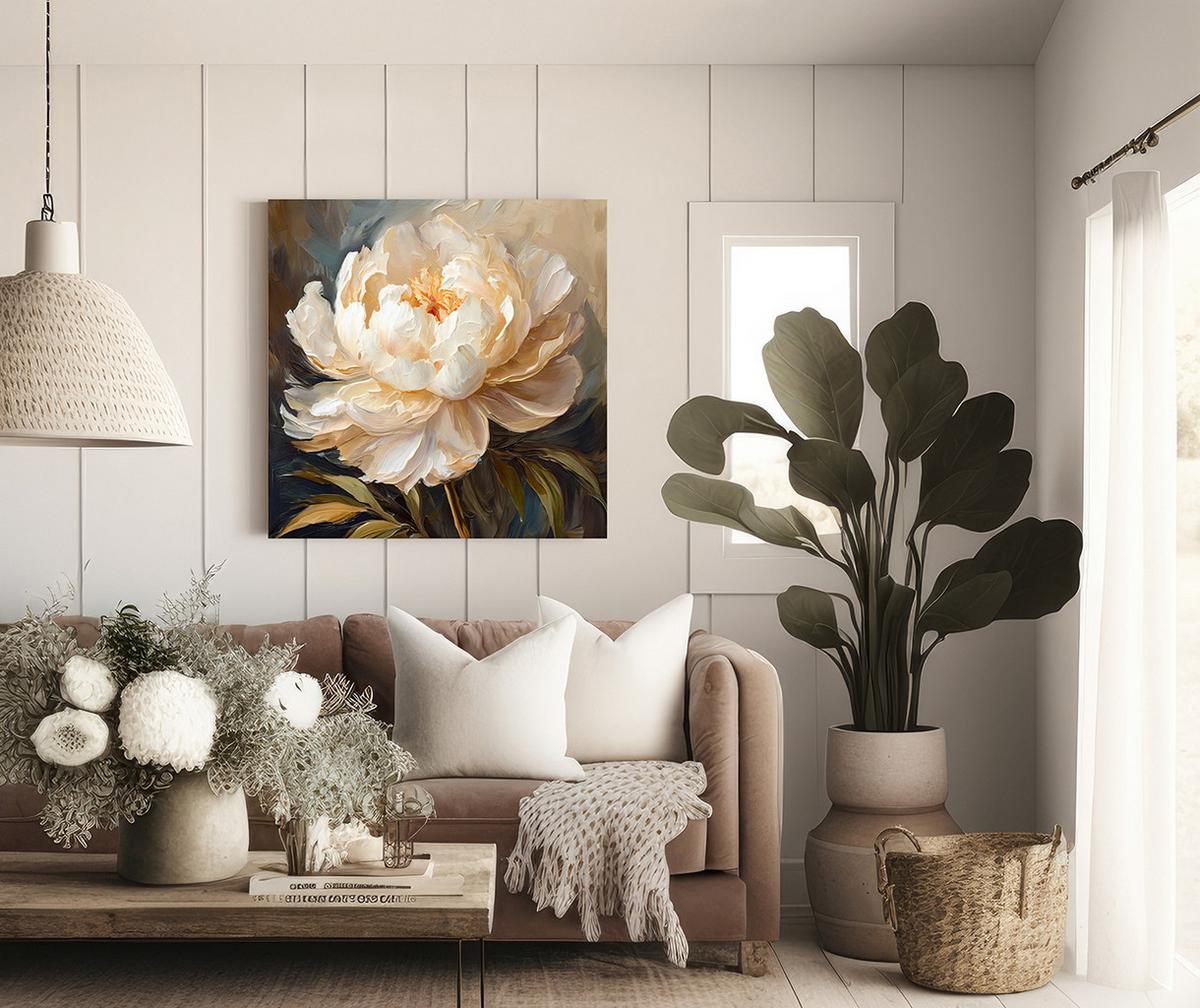 WANDBILD 3d päonienblüte - Beige, Textil (30/30cm) - Feeby