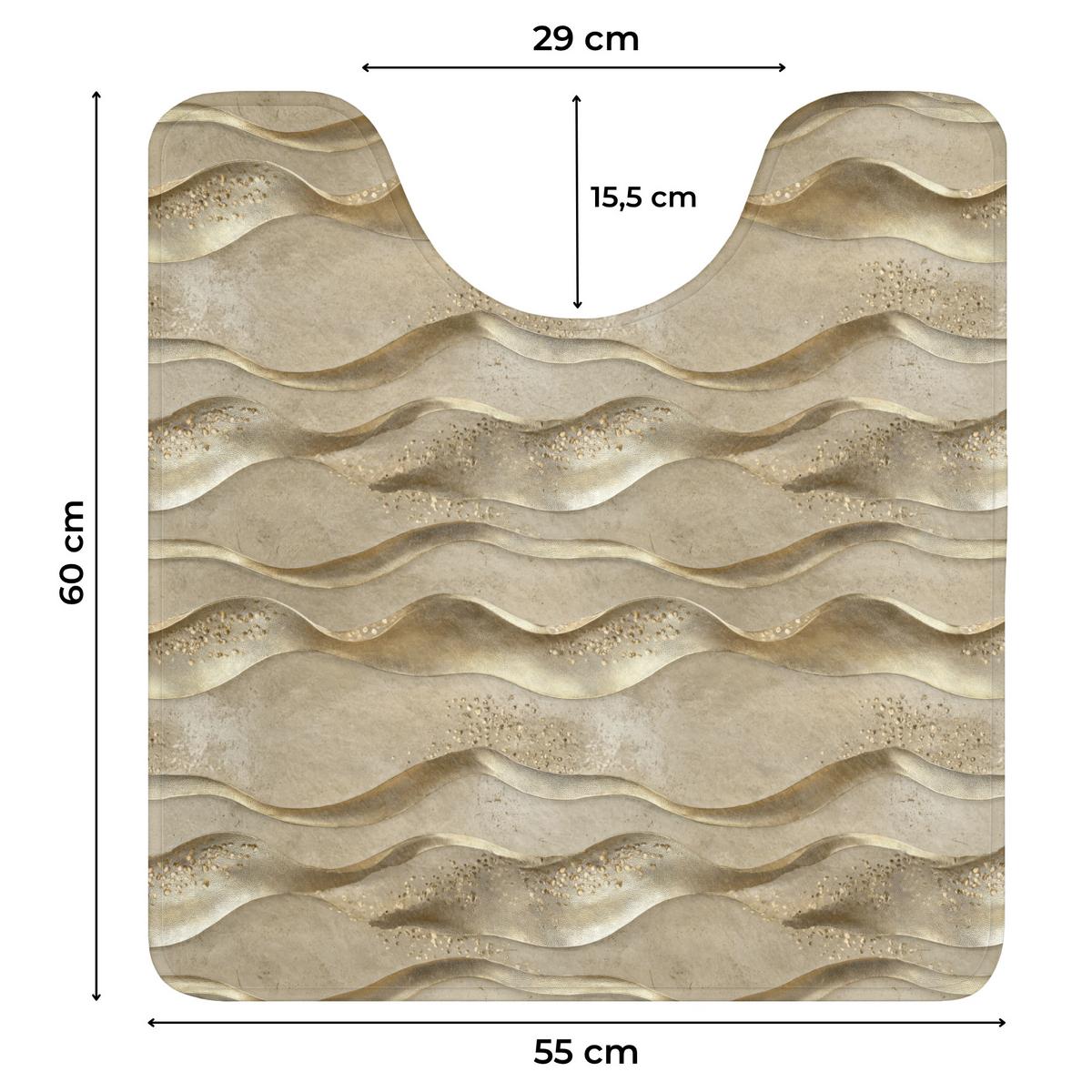 WC-VORLEGER Wellen - Muster - Gold Toilettenvorleger 55x60 cm - Messingfarben, Textil (55/1cm) - OnlyWow
