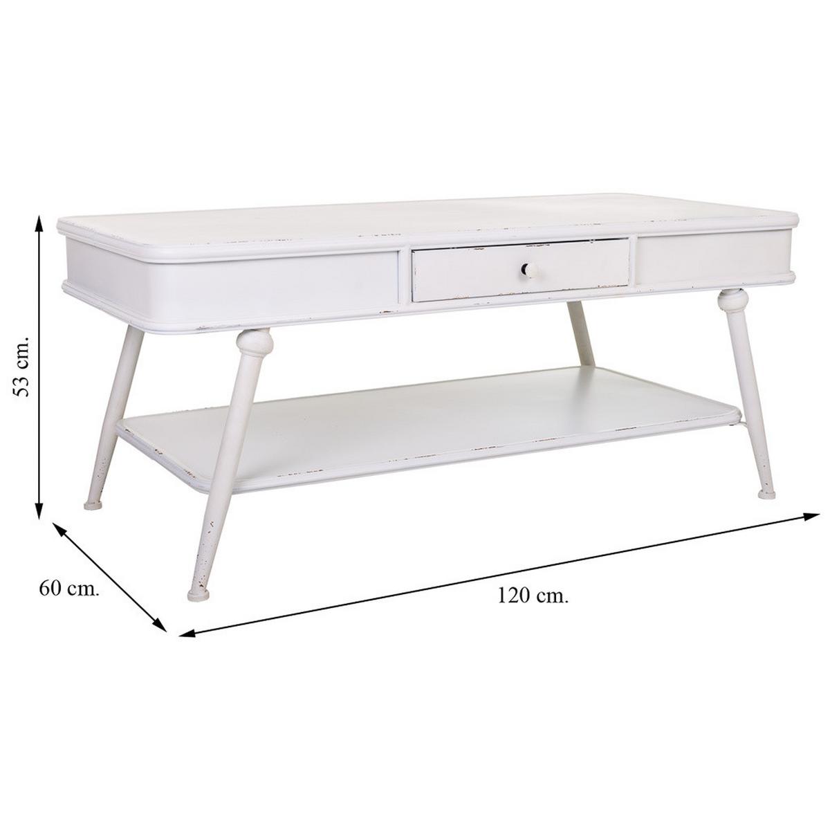 COUCHTISCH aus Metall 120x60x53 cm - Weiß, Metall (60/120/53cm) - Wanderlust