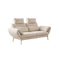 SOFA HOLLY Weiß Flachgewebe - Weiß/Braun, Textil/Metall (176/90/92cm) - KAWOLA