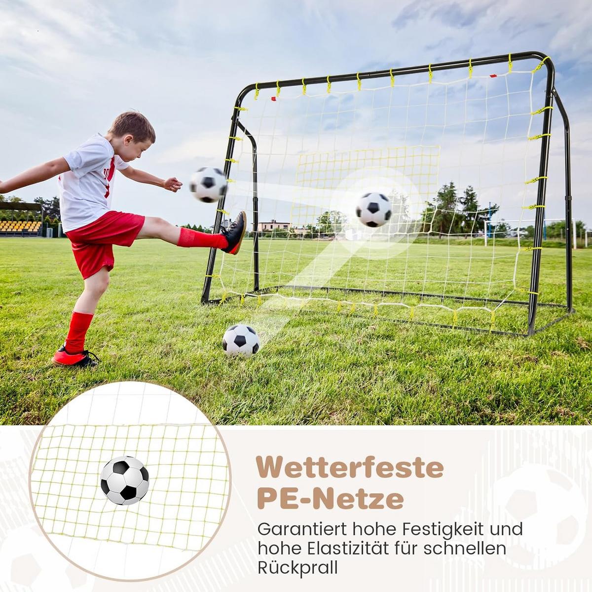 FUBBALLTOR Schwarz - Schwarz, Metall (187/123/60cm) - COSTWAY