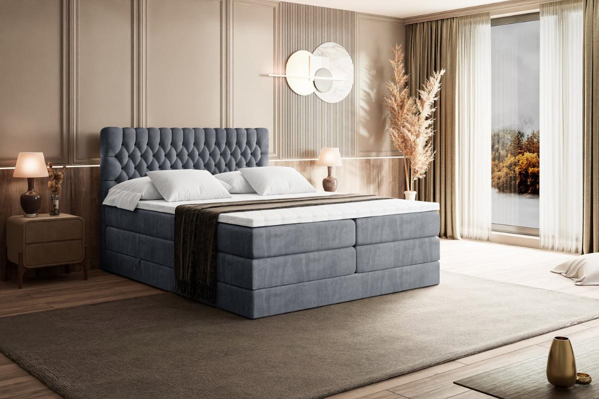 BOXSPRINGBETT SERENE KING - 140 x 200 - H3/H4 - Grau - Grau, Holzwerkstoff (140/200cm) - ALTDECOR