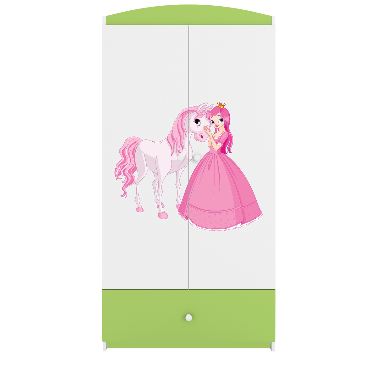 KINDERKLEIDERSCHRANK Prinzessin I - Grün, Holzwerkstoff (90/175/52cm) - RAUMHIRSCH FURNITURE