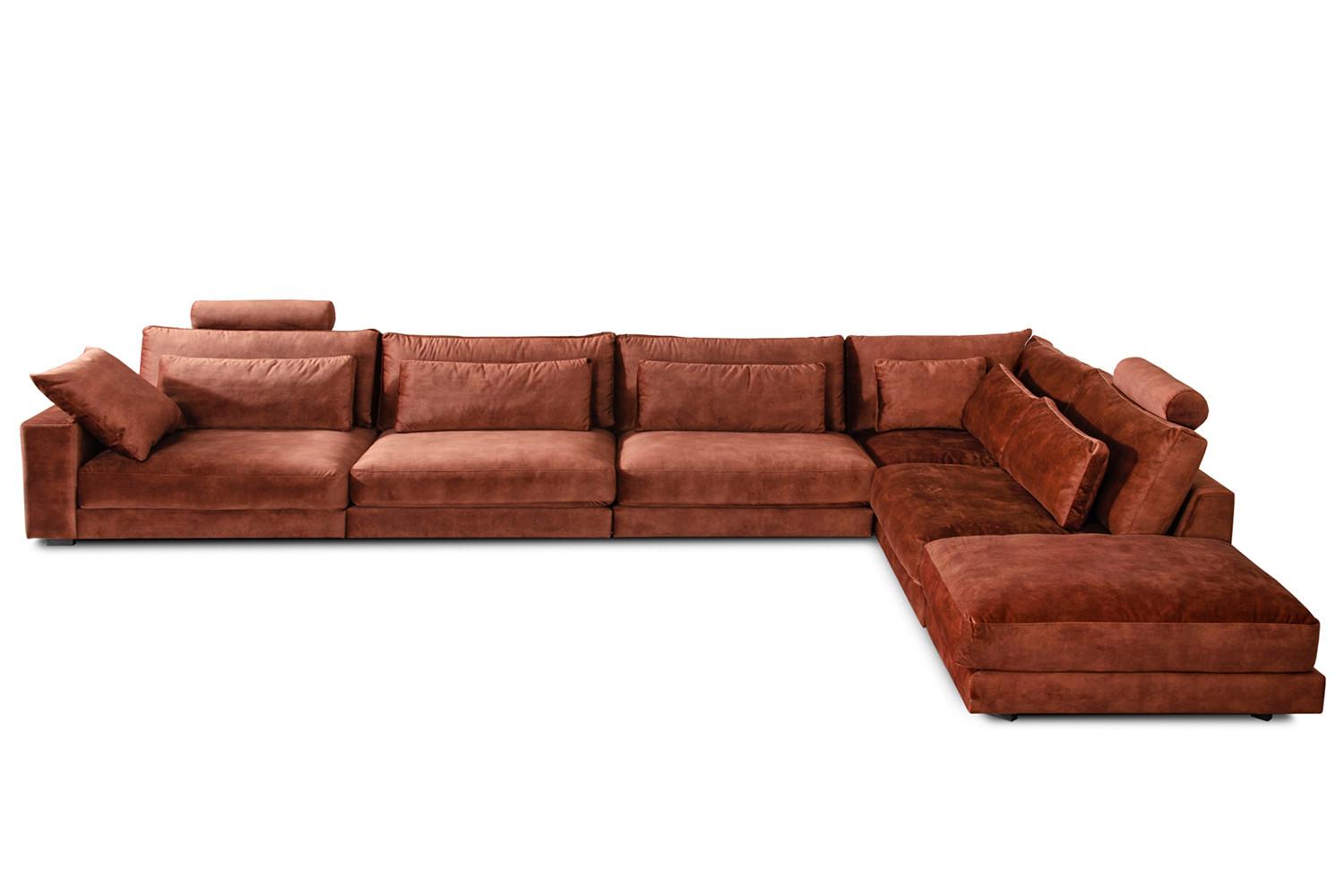 ECKSOFA ETICO Braun Velvet - Schwarz/Braun, Textil (513/330cm) - KAWOLA