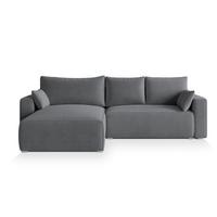ECKSOFA FORIL P Grau Kordstoff mit Schlaffunktion - Grau, Holz/Kunststoff (265/178cm) - MASSENO