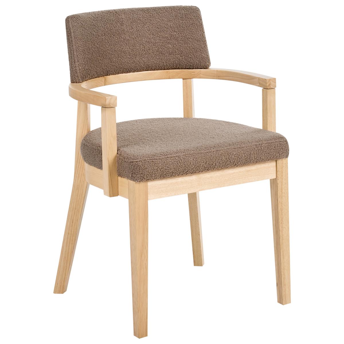 ESSZIMMERSTUHL 2er-Set Bouclé Hellbraun/Taupe Dalbo - Hellbraun, Textil (59/82/56cm) - Beliani