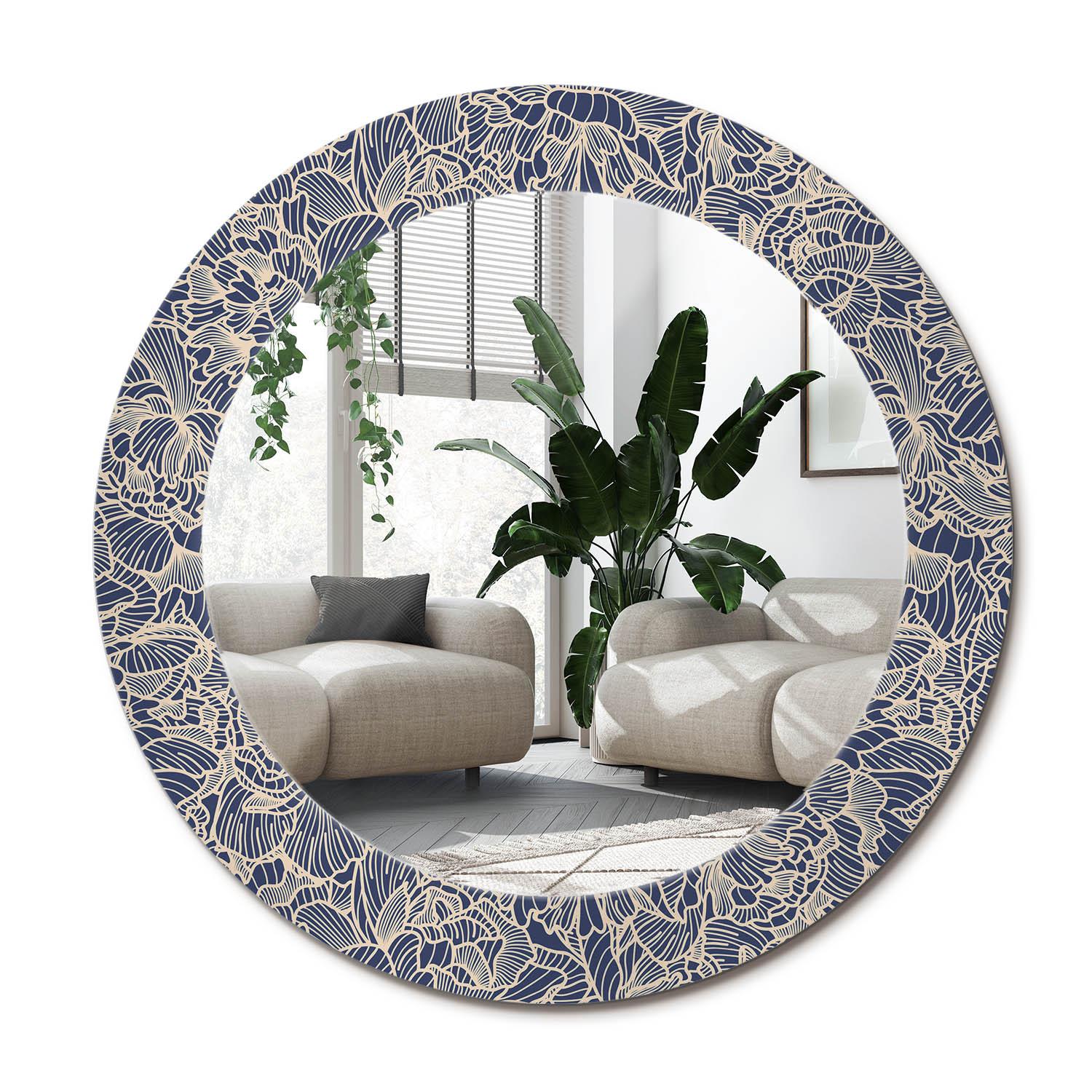 SPIEGEL Rund Ø 60 cm mit Aufdruck - Dunkelblau, Glas (60/60/0.4cm) - Wallfluent