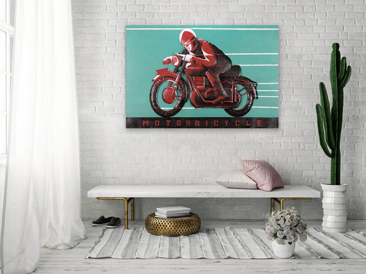 METALLBILD Rot 120/80 cm - Blau/Rot, Metall (7.71/80cm) - KUNSTLOFT