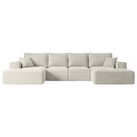WOHNLANDSCHAFT mit Schlaffunktion und Bettkasten SIERRA-U-S - 349x161x87 cm Creme Cord - Hellgrau/Creme, Holzwerkstoff/Kunststoff (349/87/161cm) - ALTDECOR