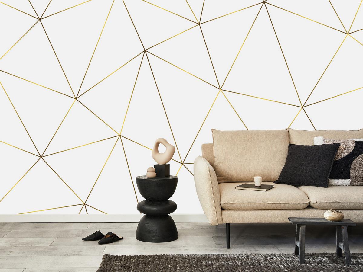 FOTOTAPETE Geometrische Abstraktion Glamour Stil 350x256 - Gelb/Beige, Papier (350/256cm) - Muralo