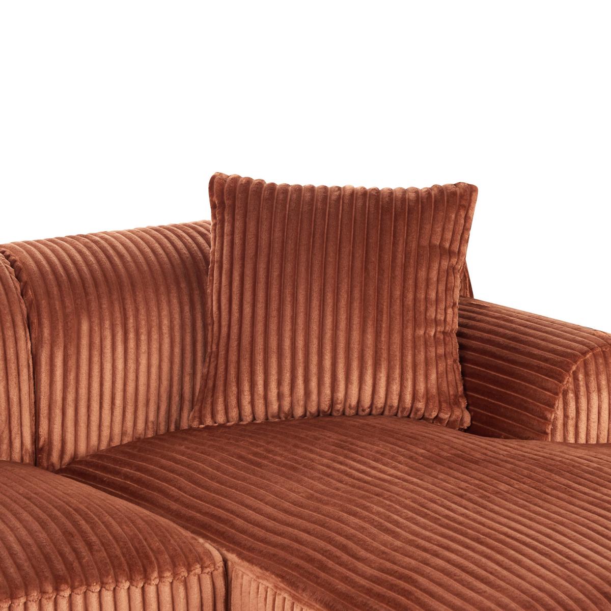 ECKSOFA Cord Braun rechtsseitig Stenum - Messingfarben/Braun, Textil (242/168cm) - Beliani