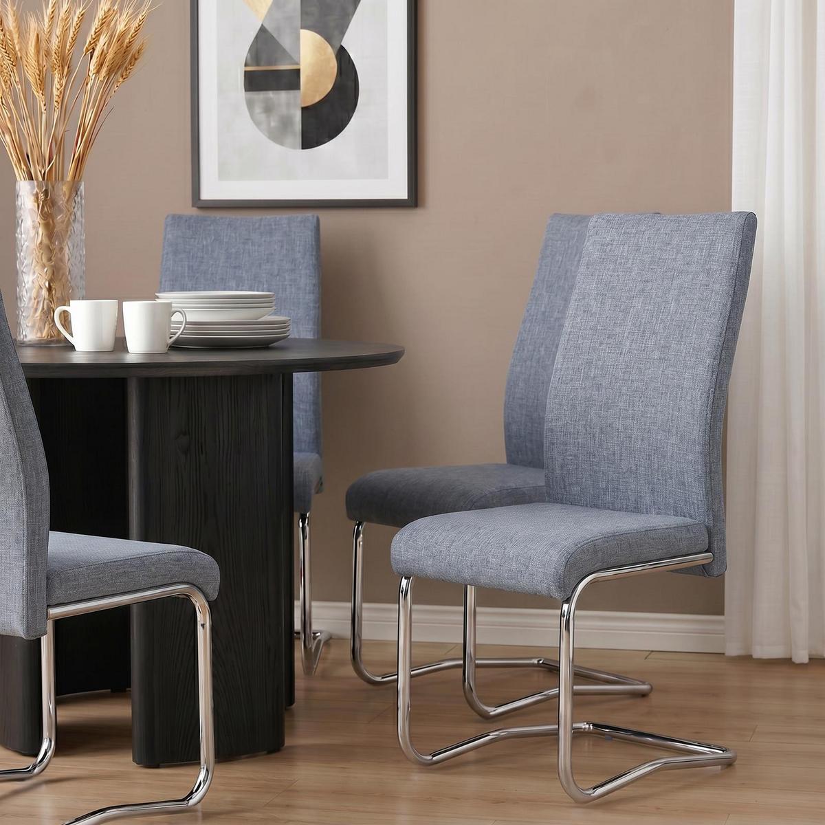 ESSZIMMERSTUHL ALADINO 4er-Set grau - Grau, Textil (43/94/56cm) - IDIMEX