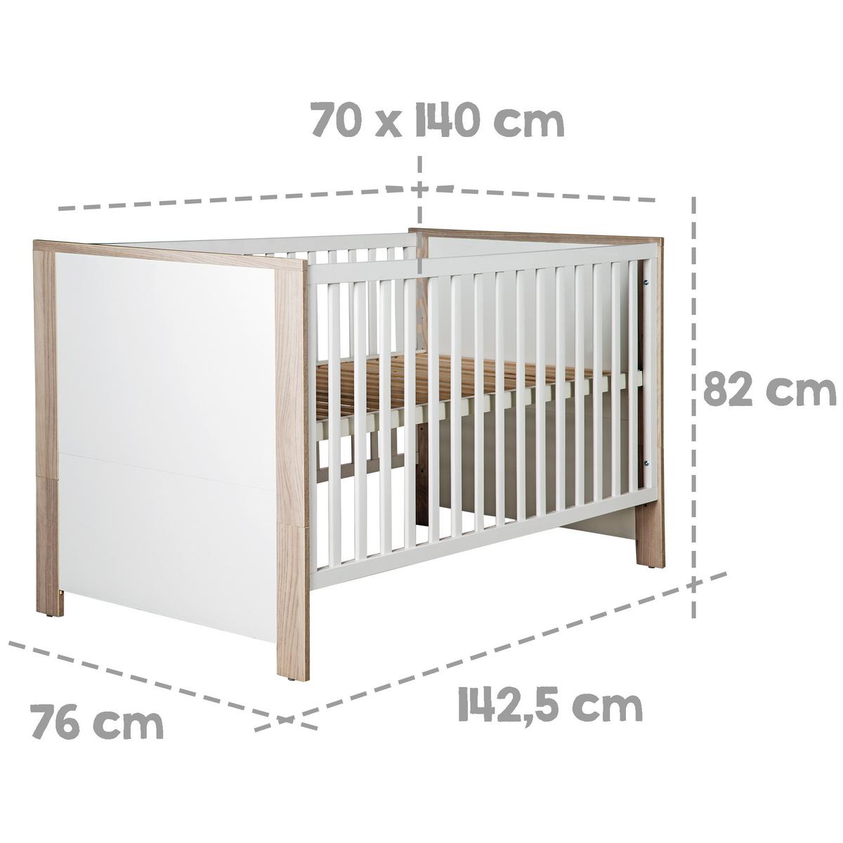 BABYBETT Olaf 70 x 140 cm - Weiß, Holzwerkstoff (70/140cm) - Roba