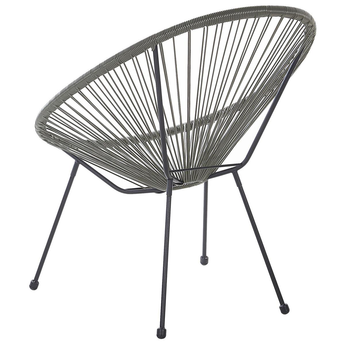 RATTANSTUHL 2er-SET Kunststoff dunkelgrau 70 cm Acapulco II - Dunkelgrau/Schwarz, Kunststoff (70/87/90cm) - Beliani