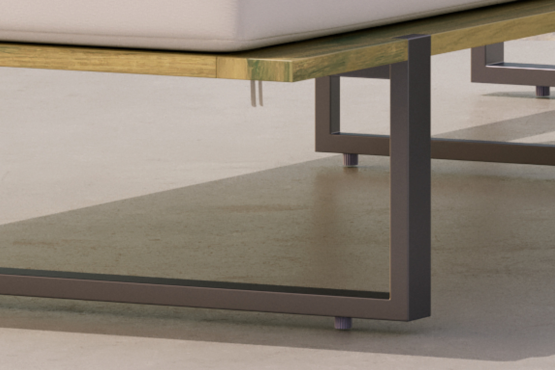 Gartenliege Gestell Schwarz Eisen pulverbeschichtet Füße U-Form Umrandung Liege Echtholz Akazie geölt 