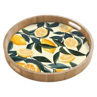 TABLETT Zitronen - Früchte - Blätter - Gelb - Grün - Beige 50x50 cm - Gelb, Holz (50/5/5cm) - OnlyWow