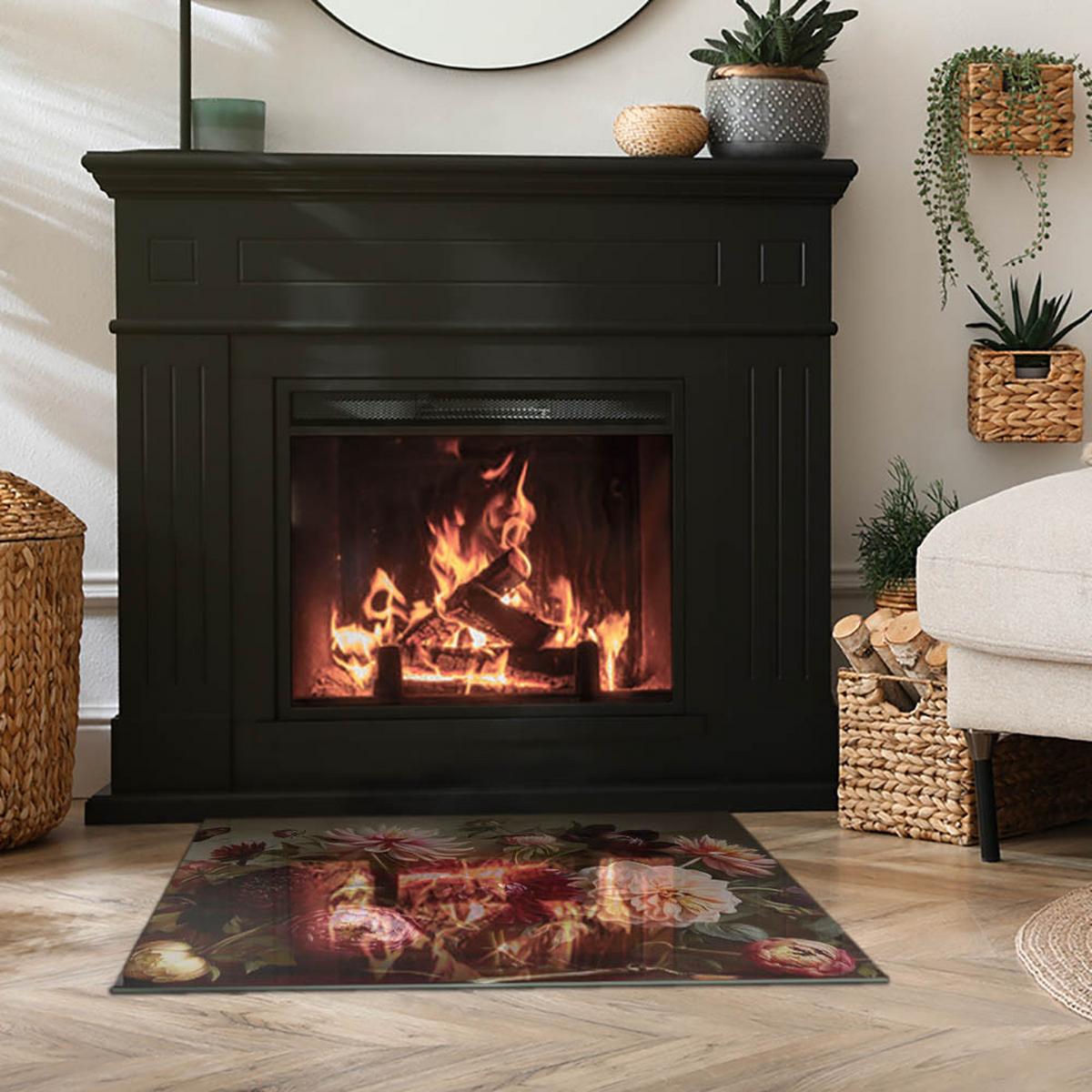 GLASPLATTE für Kamin 80x60 cm - Weinrot, Glas (80/60/0.4cm) - TULUP