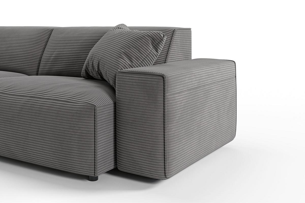 ECKSOFA RANI Grau Cord - Schwarz/Grau, Kunststoff/Textil (299/189cm) - KAWOLA