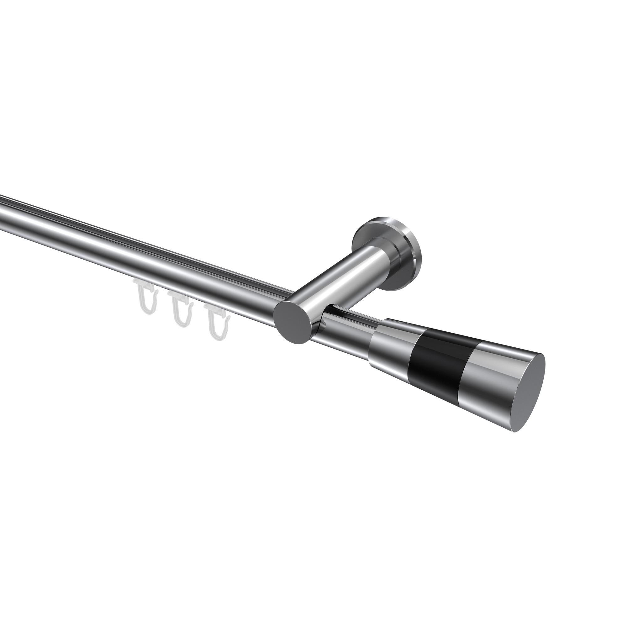 GARDINENSTANGE INNENLAUF Platon Tanara 520 cm (geteilt in 4 x 130 cm), 1-läufig, 20 mm Ø Chrom - Chromfarben/Schwarz, Metall (520cm) - INTERDECO