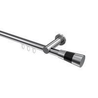 GARDINENSTANGE INNENLAUF Platon Tanara 520 cm (geteilt in 4 x 130 cm), 1-läufig, 20 mm Ø Chrom - Chromfarben/Schwarz, Metall (520cm) - INTERDECO