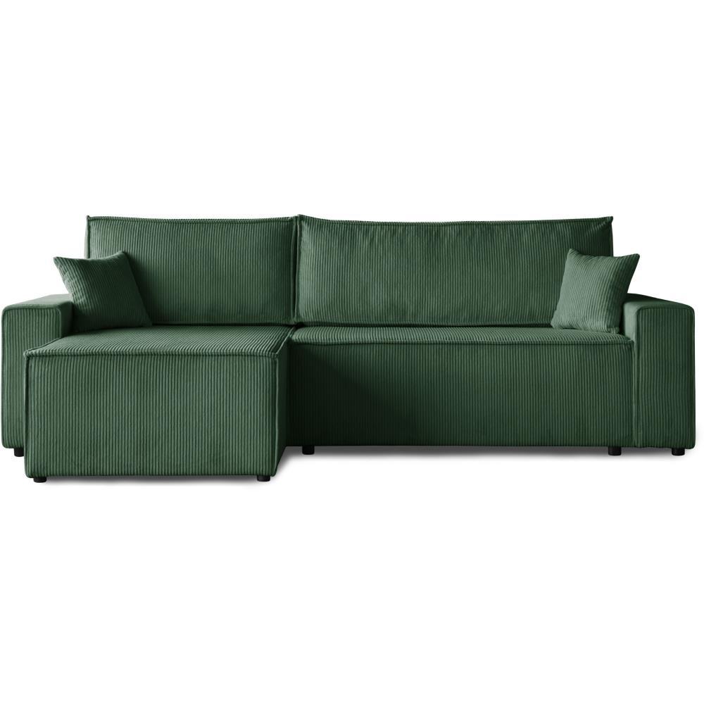 ECKSCHLAFSOFA mit Schlaffunktion Hektor, 277 cm, Ottomane 100 cm, dunkelgrün - Dunkelgrün/Schwarz, Kunststoff/Textil (277/152cm) - Beautysofa