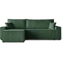 ECKSCHLAFSOFA mit Schlaffunktion Hektor, 277 cm, Ottomane 100 cm, dunkelgrün - Dunkelgrün/Schwarz, Kunststoff/Textil (277/152cm) - Beautysofa