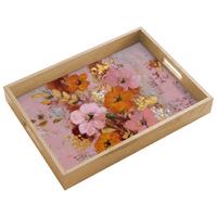 TABLETT Malerei - Blumen - Rustikal - Rosa 40x30 cm - Rosa, Holz (40/5/5cm) - OnlyWow