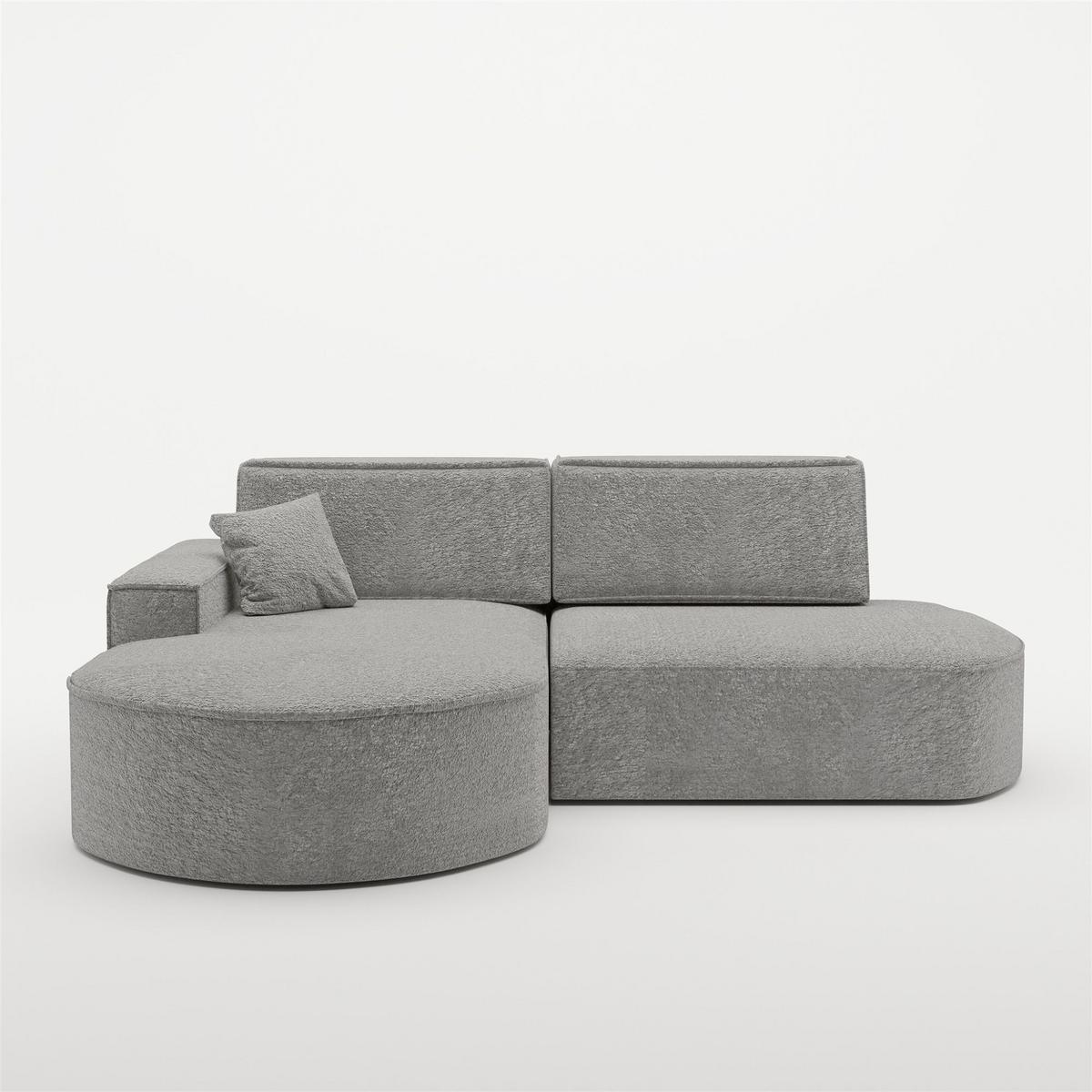ECKSOFA Venedig Mit Schlaffunktion - Grau, Holzwerkstoff/Textil (278/179cm) - Fun Möbel