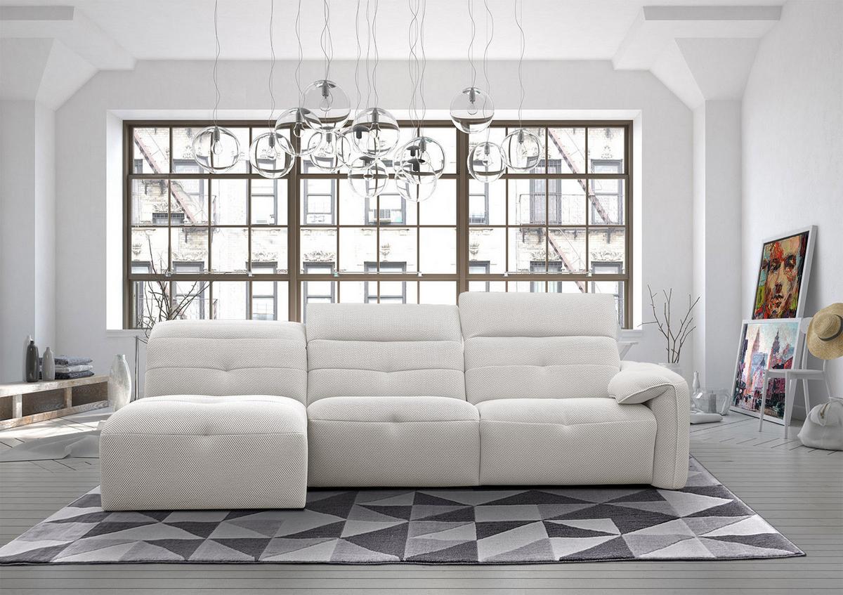 ECKSOFA TRENTO 4-Sitzer, ecru - Ecru/Schwarz, Holzwerkstoff/Kunststoff (165/262cm) - Wozimo
