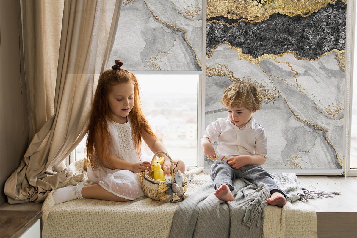 INNENROLLO - Fensterrollo - Rollo - 70x140 cm - Marmor - Weiß, Kunststoff (70/140/0.5cm) - TULUP