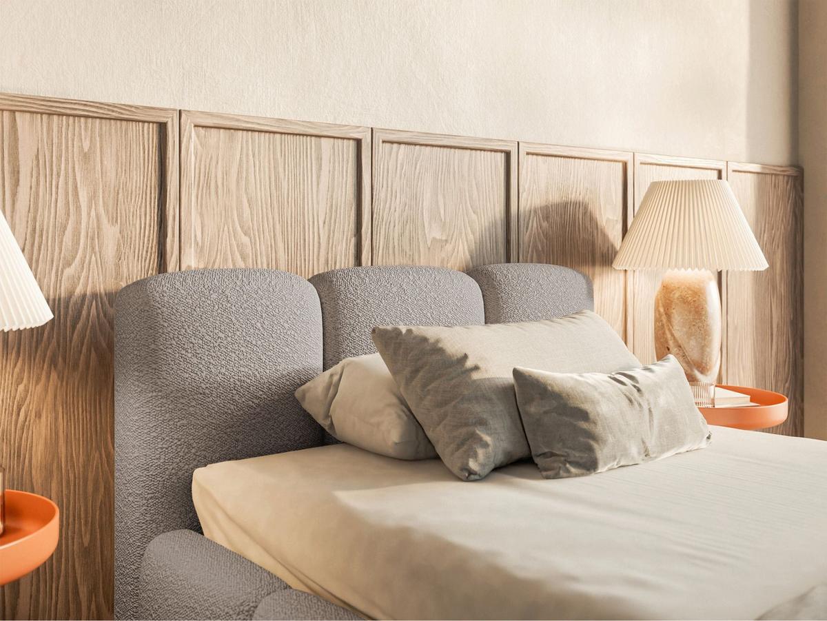 POLSTERBETT Cloudy Low Hellgrau Bouclé, Bettkasten & Lattenrost, 90x200 cm - Hellgrau/Schwarz, Kunststoff/Textil (90/200cm) - Selsey