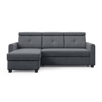 ECKSCHLAFSOFA Milano, Grau, links - Schwarz/Grau, Textil (217/166cm) - Beautysofa