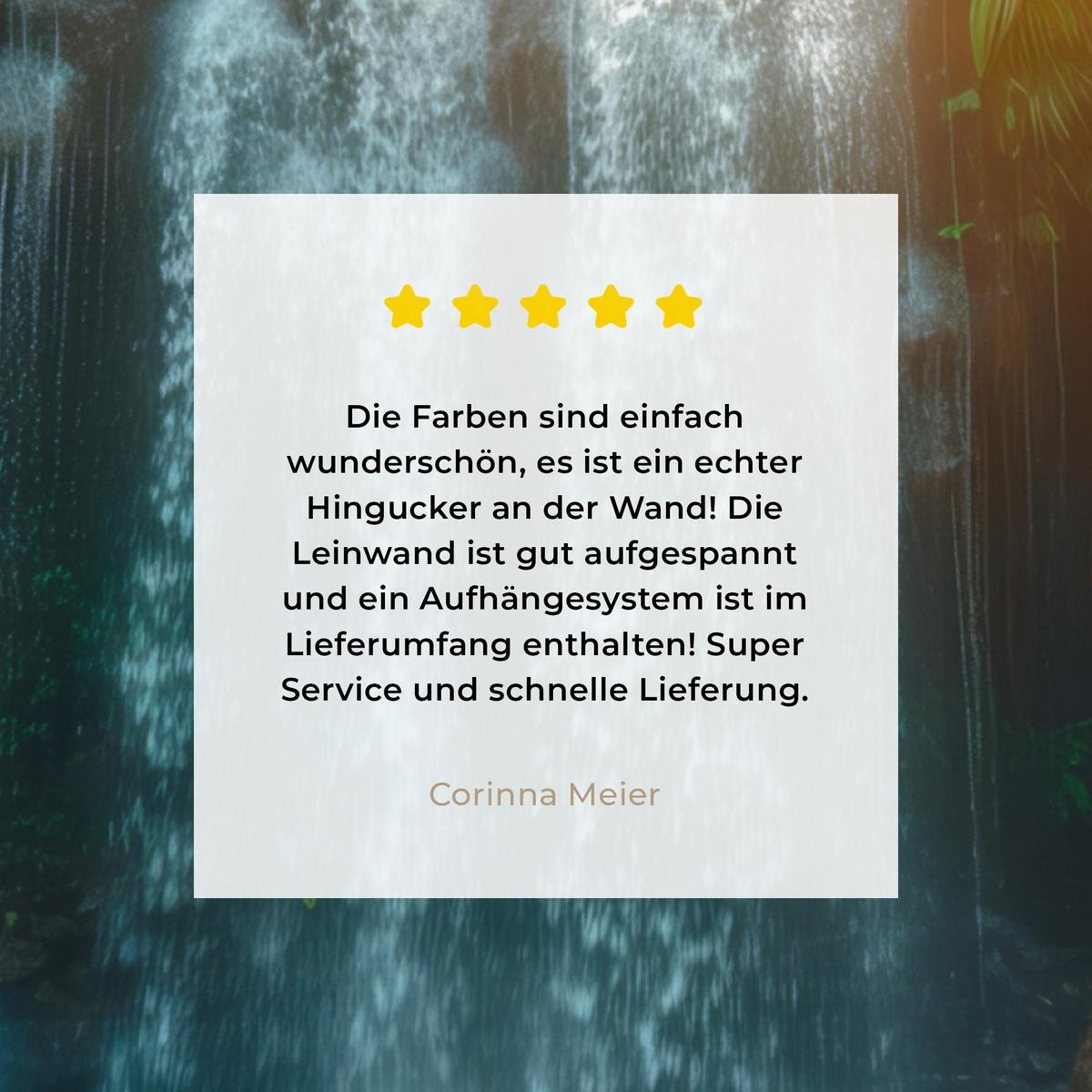 LEINWANDBILD Wasserfall - Dschungel - Sonne - Grün - Natur Deko Groß 90x90 cm - Grün, Textil (90/90cm) - MuchoWow
