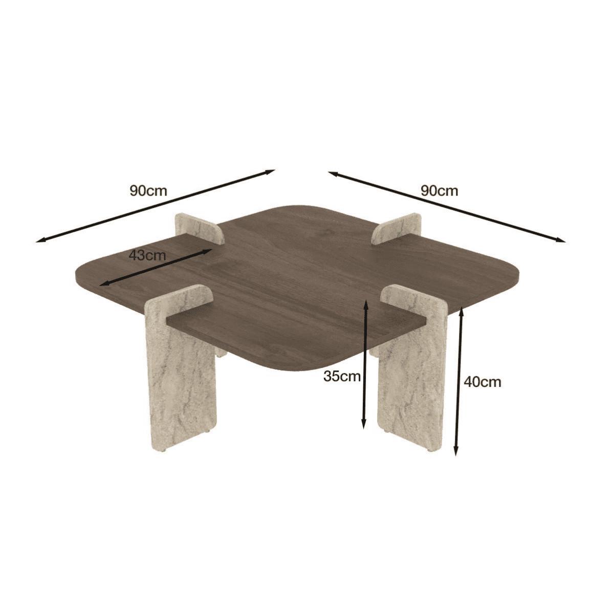 COUCHTISCH mit asymmetrischen Beinen 90/90/35 cm - Eichefarben, Holzwerkstoff (8/90/35cm) - Calicosy