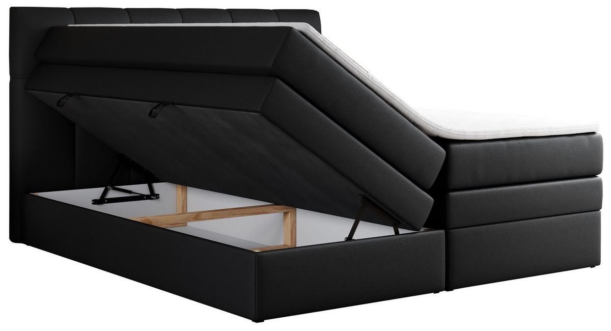 BOXSPRINGBETT ALVIN KING 140/200 Schwarz Kunstleder - H3 - Schwarz, Holz/Textil (140/200cm) - MKS