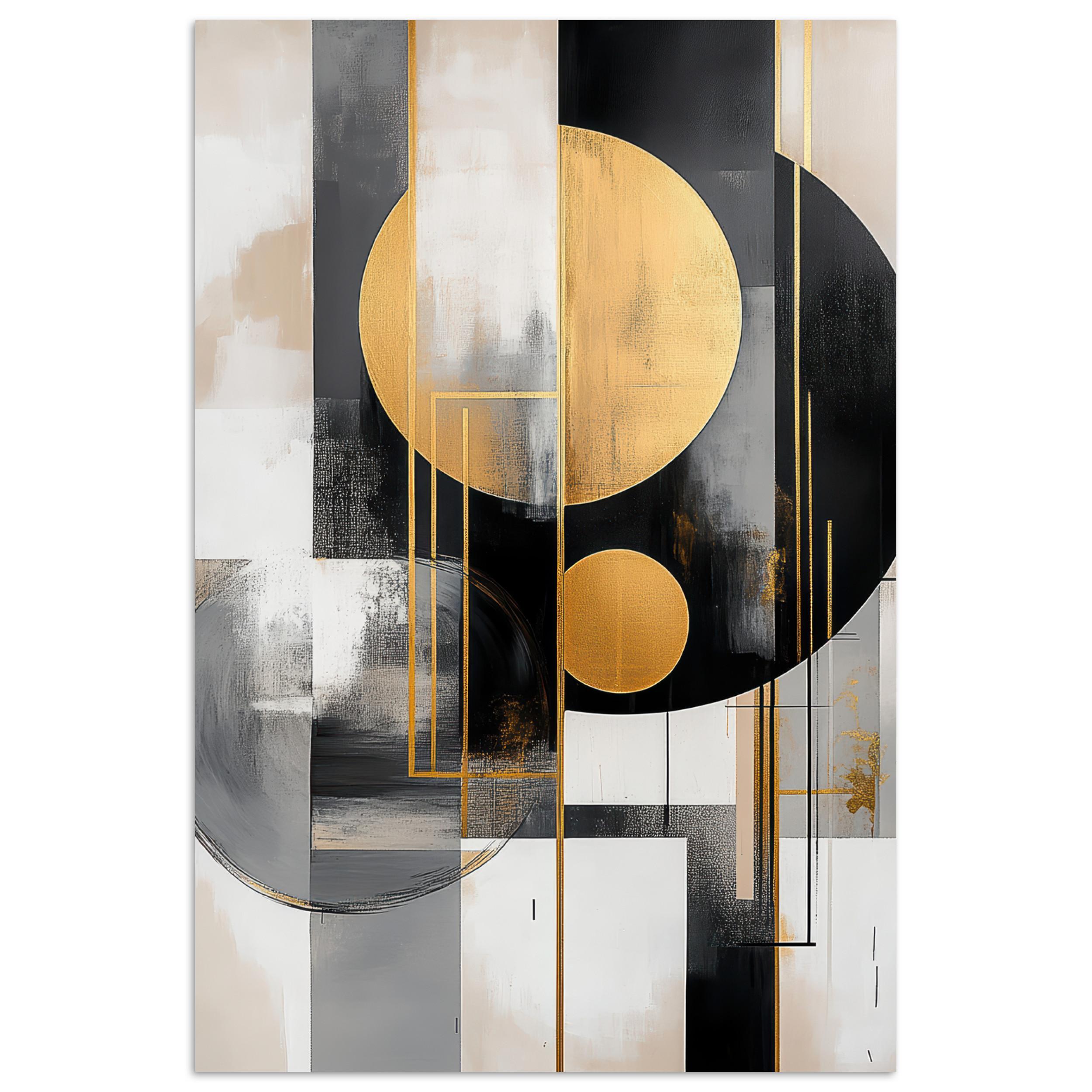 POSTER Abstrakt - Gold - Silber - Formen - Ästhetisch - Modern Room Decor 20x30 cm - Goldfarben, Papier (20/30/0.1cm) - MuchoWow