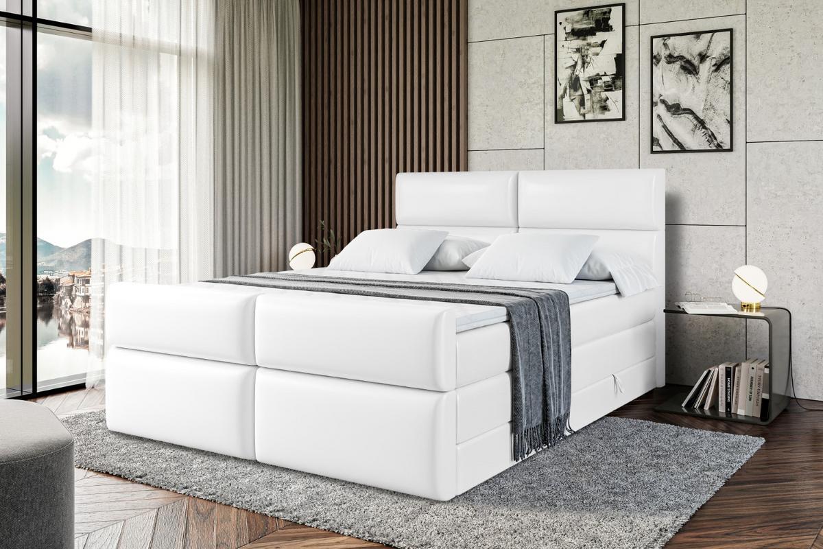 BOXSPRINGBETT BOXI3-Z KING - 160x200 - H3/H4 - Weiß Hochglanz - Weiß Hochglanz, Holzwerkstoff (160/200cm) - ALTDECOR