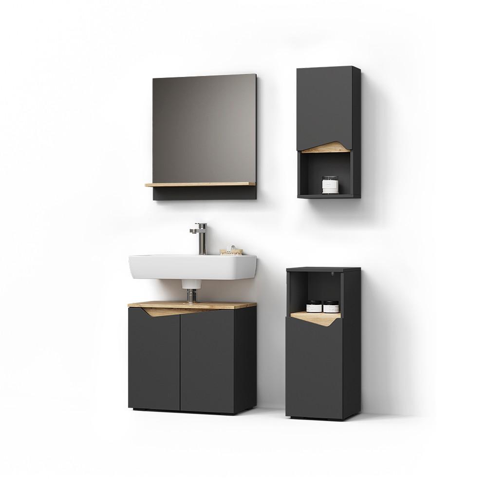 BADMÖBEL-KOMBINATION Timavo Anthrazit 4 Teile - Anthrazit, Holzwerkstoff (60/57/35cm) - Livinity®