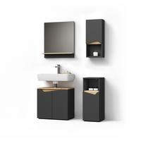 BADMÖBEL-KOMBINATION Timavo Anthrazit 4 Teile - Anthrazit, Holzwerkstoff (60/57/35cm) - Livinity®