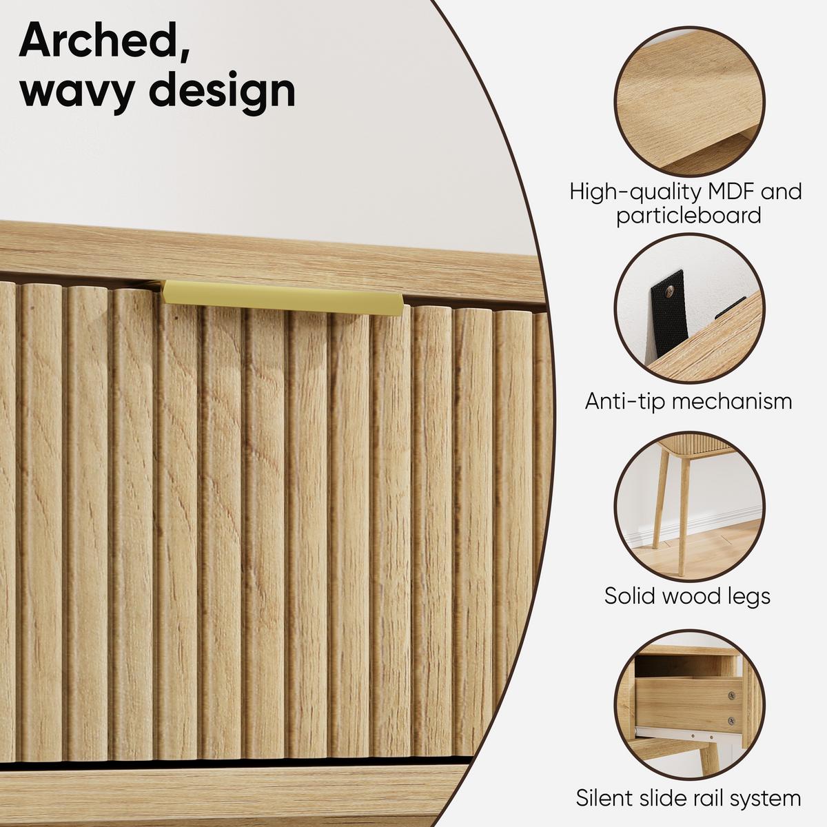 SCHREIBTISCH Mid-Century Eichenoptik mit 2 Schubladen & offenem Fach - Eichefarben, Holzwerkstoff (35/120/77.6cm) - Urban Meuble