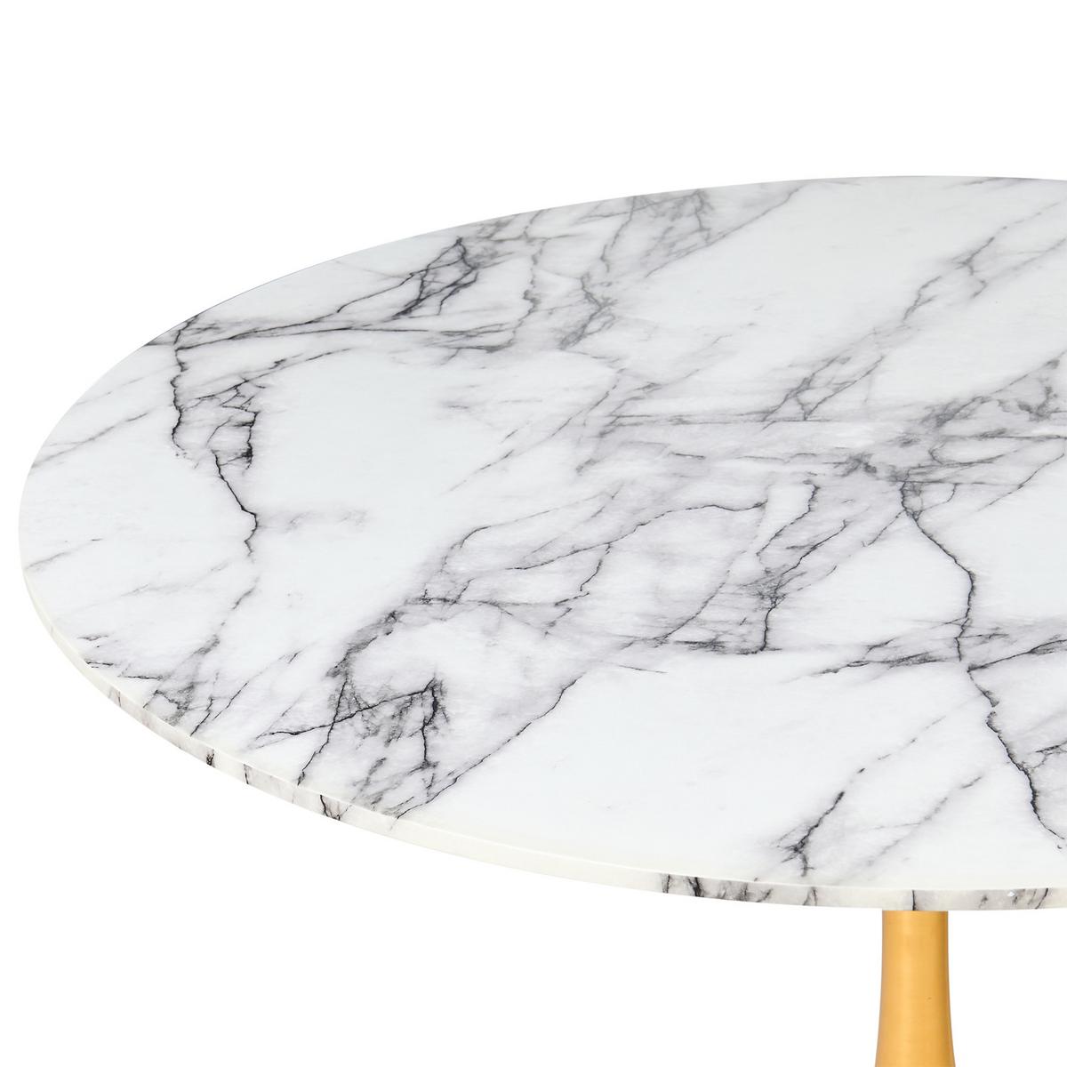 ESSTISCH Weißer Marmor 120/120 cm Boca - Weiß, Holzwerkstoff (120/120/74cm) - Beliani