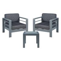 GARTENMÖBEL-SET 3 TLG. Avise - Dunkelgrau, Glas/Textil - casa.pro