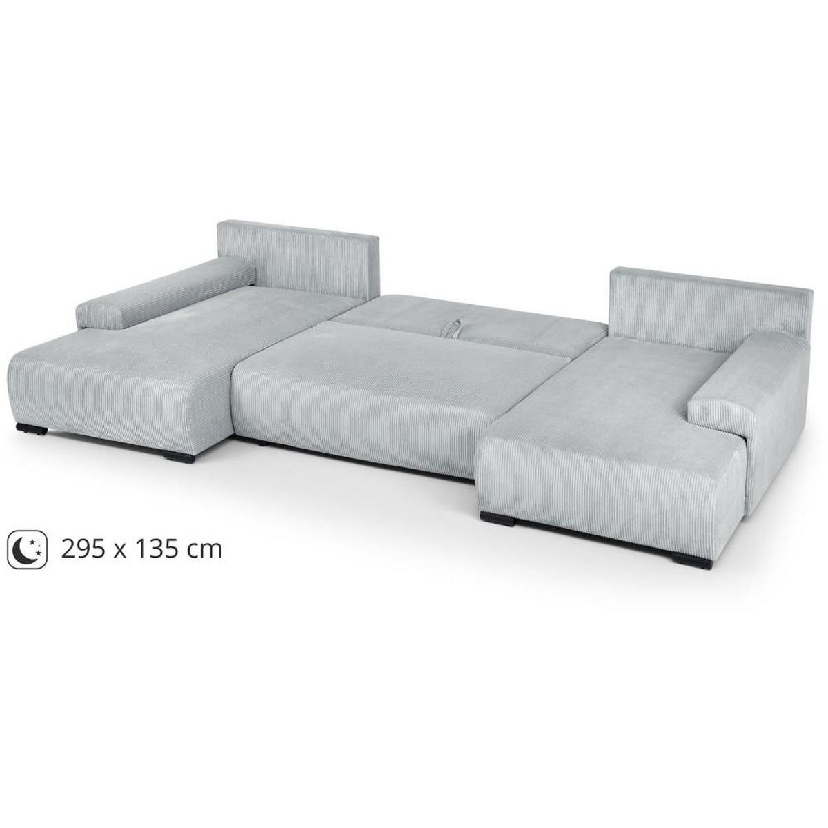 WOHNLANDSCHAFT Benny U hellgrau - Hellgrau/Schwarz, Textil/Metall (350/85/186cm) - Beautysofa