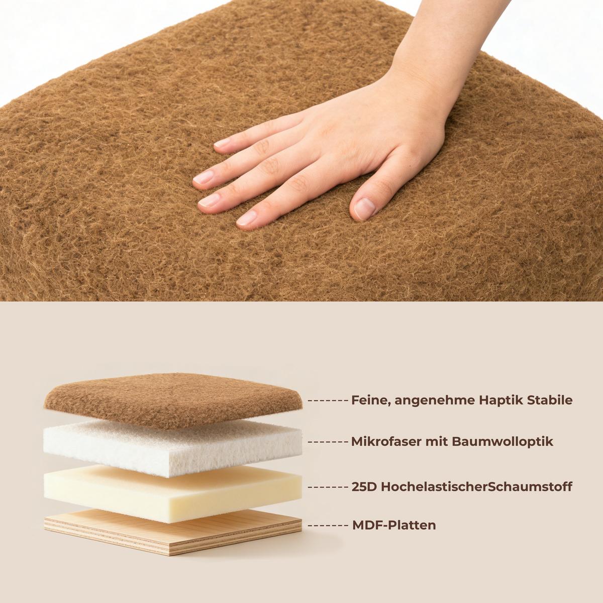 HOCKER Teddy-Pouf Ø42cm 135KG - Braun, Holzwerkstoff (42/40/42cm) - Hometopia