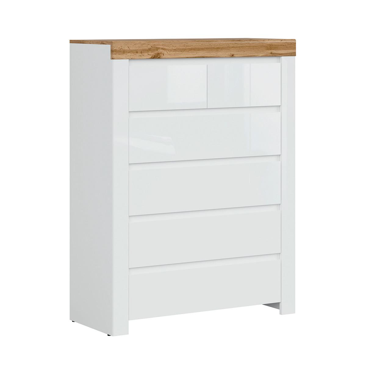 KOMMODE Hella Weiß und Holz - Weiß, Holzwerkstoff (98/130/42cm) - Petits-meubles