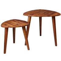 BEISTELLTISCH Set – 2-teilig Massivholz rustikal Landhausstil - Braun, Holz (60/60/54cm) - KADIMA DESIGN