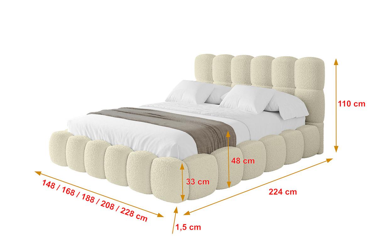 POLSTERBETT mit Bettkasten und Lattenrost, Boxbett ohne Matratze - LEYA 160x200 Beige - Taupe, Holzwerkstoff/Textil (160/200cm) - ALTDECOR