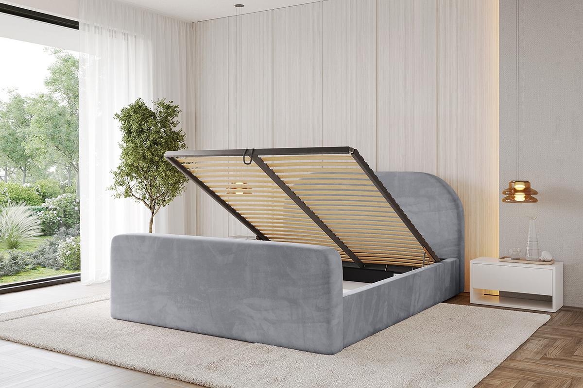 POLSTERBETT mit Bettkasten, Fußteil und Lattenrost, Boxbett ohne Matratze - TIVON-Z 180x200 Hellgrau - Hellgrau, Holzwerkstoff/Textil (180/200cm) - ALTDECOR