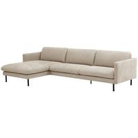 ECKSOFA mit Longchair links Katina Flachgewebe beige - Beige, Kunststoff (160/286cm) - 58aufmkessel