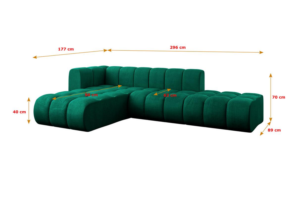 ECKSOFA modulares Sofa Zuvon-L1 - 296x177x70 cm Grün - Dunkelgrün, Holzwerkstoff/Textil (296/177cm) - ALTDECOR